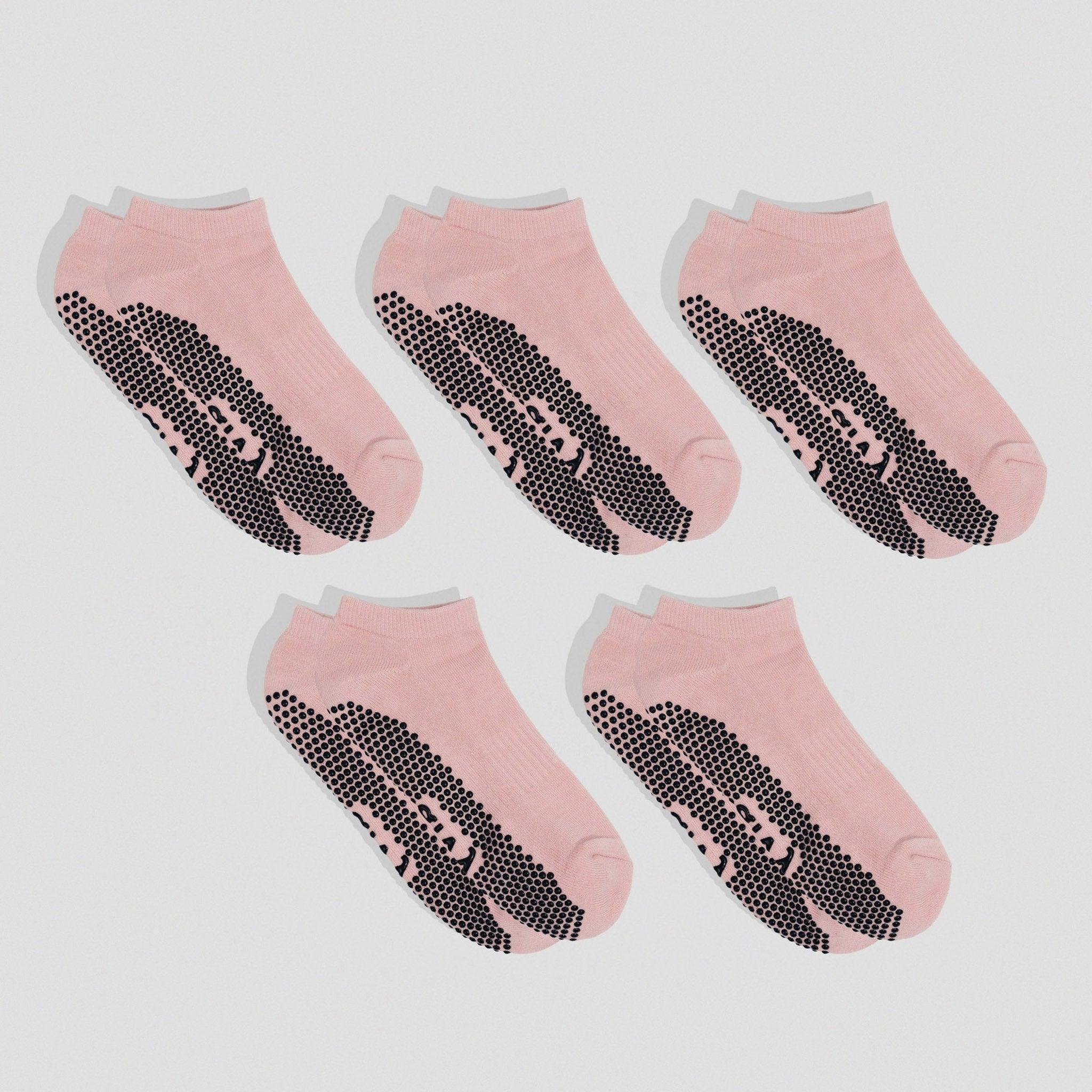 Pilates Grip Sock 5 Pack - Baby Pink