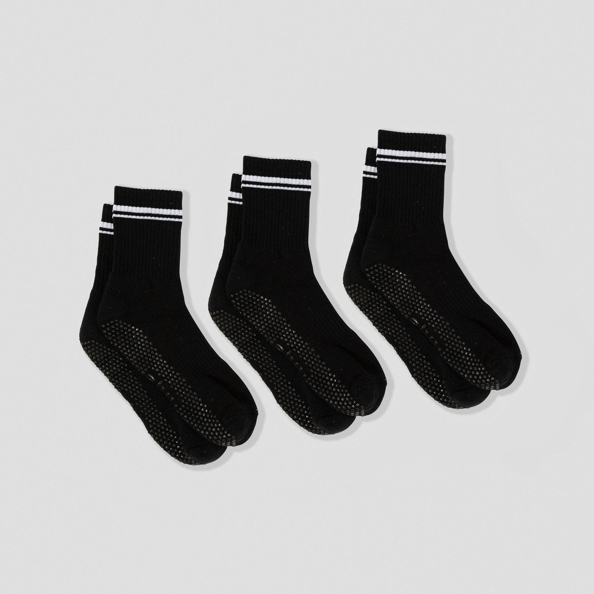 Midnight black 3 pair bundle grip sock