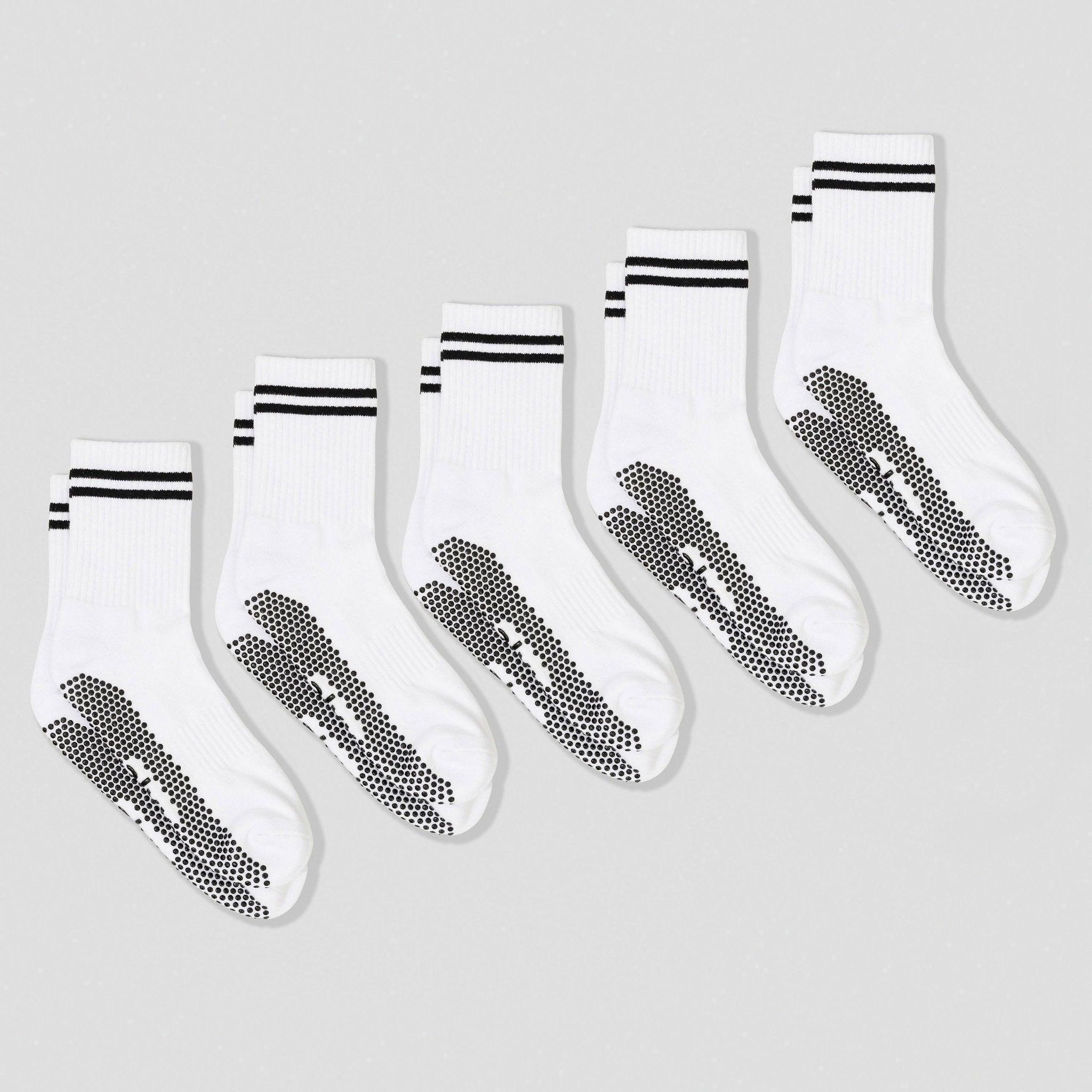 Pearl White 5 Pack Bundle Crew Pilates socks