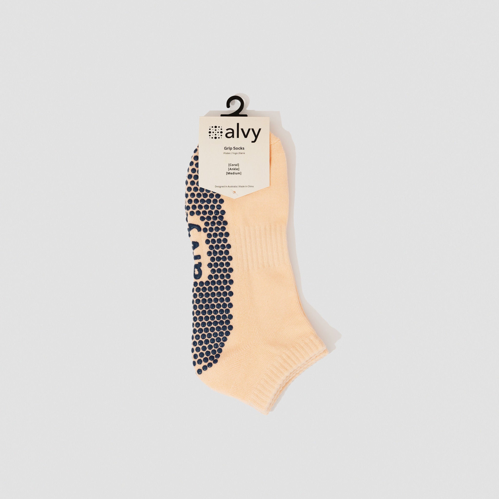 alvy ankle grip socks coral