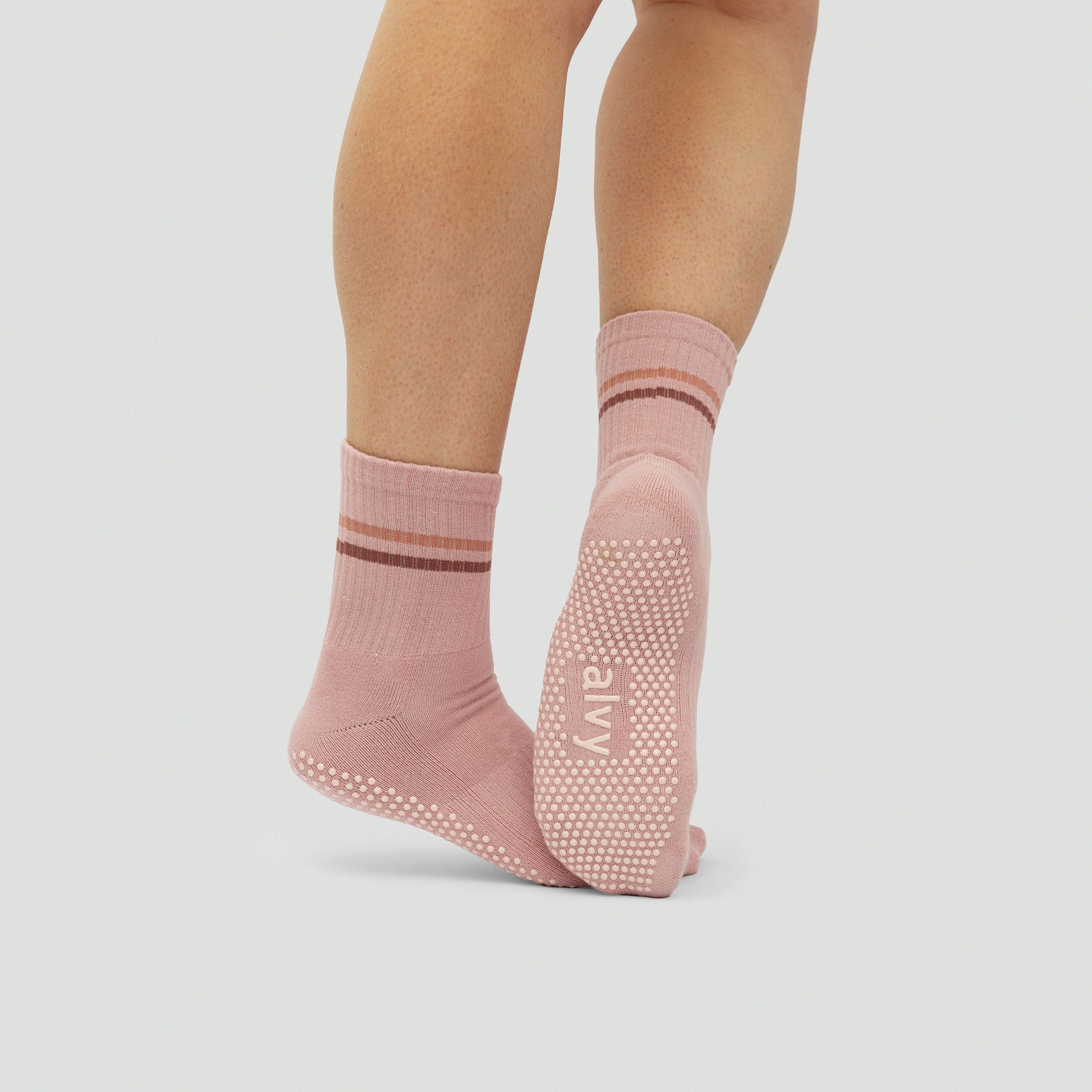 alvy crew grip socks blush lifestyle