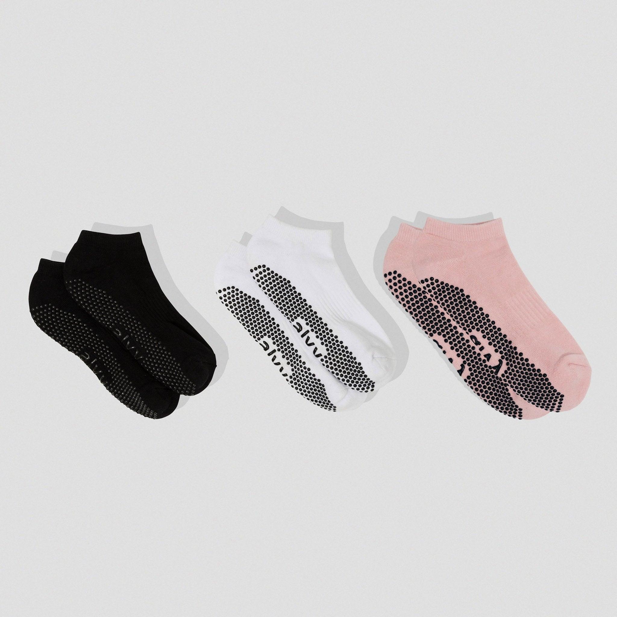 alvy low rise grip socks bundles black white pink